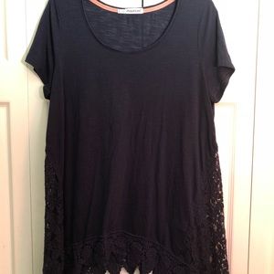 Navy lace detail top